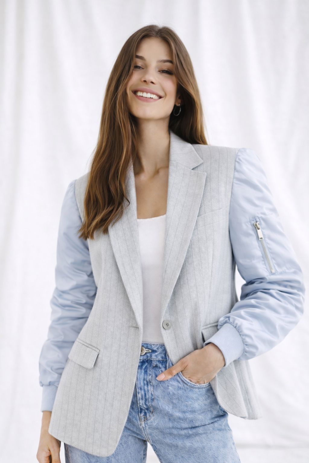 VESTE BOMBERS BLEU