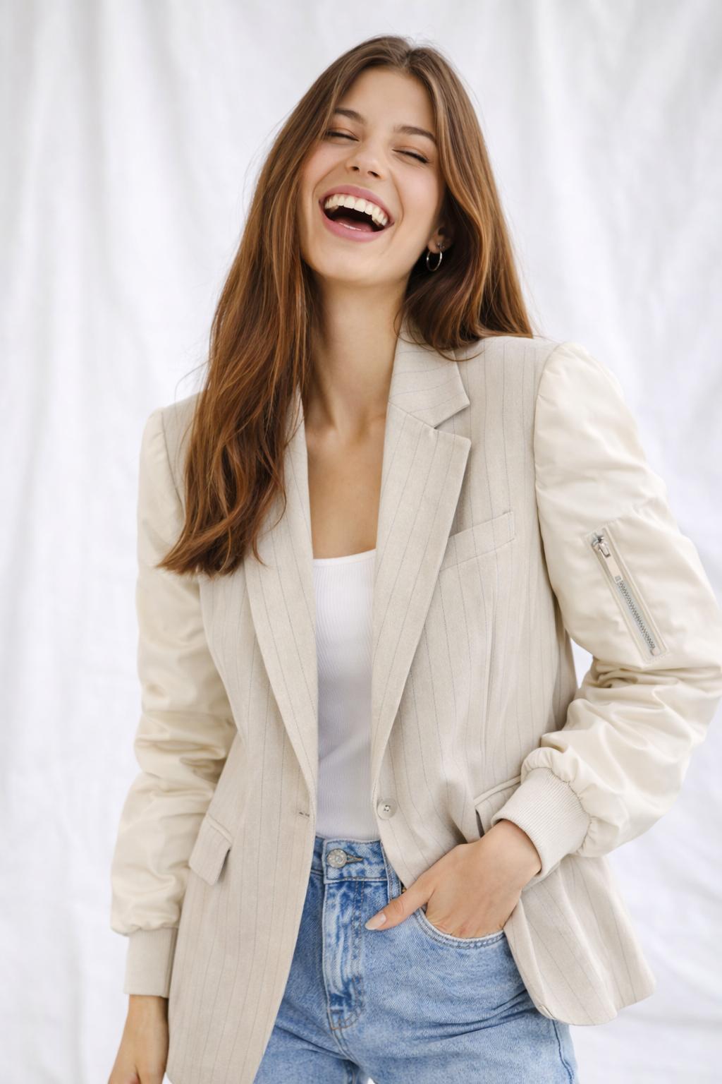 VESTE BOMBERS ÉCRU