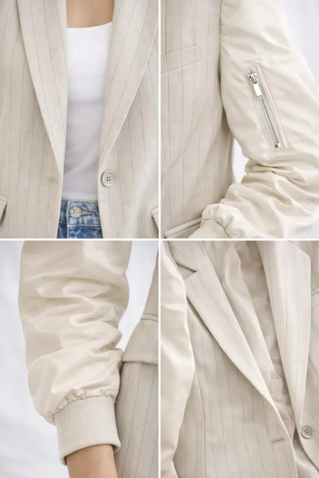 VESTE BOMBERS ÉCRU