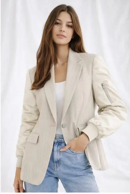 VESTE BOMBERS ÉCRU