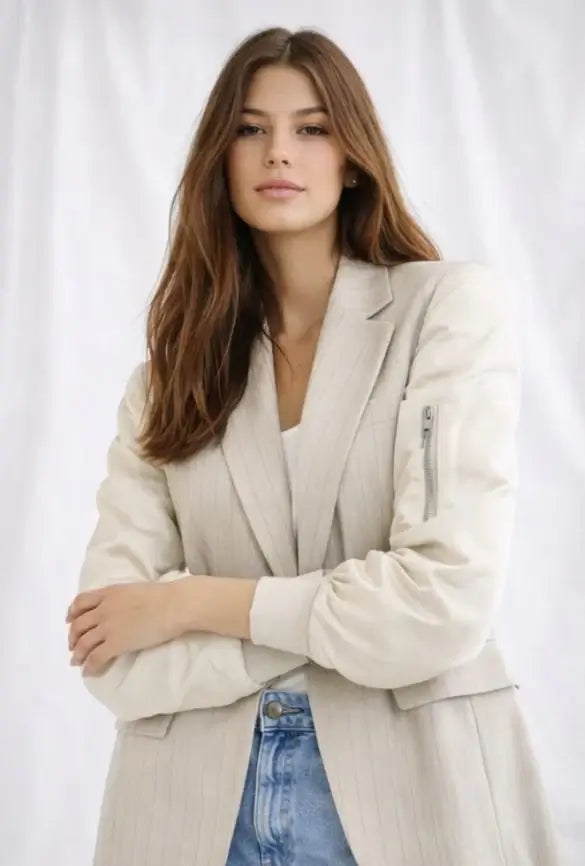 VESTE BOMBERS ÉCRU