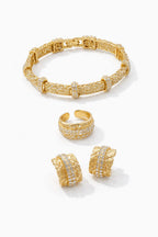Ensemble Bague + Boucles + Bracelet doré